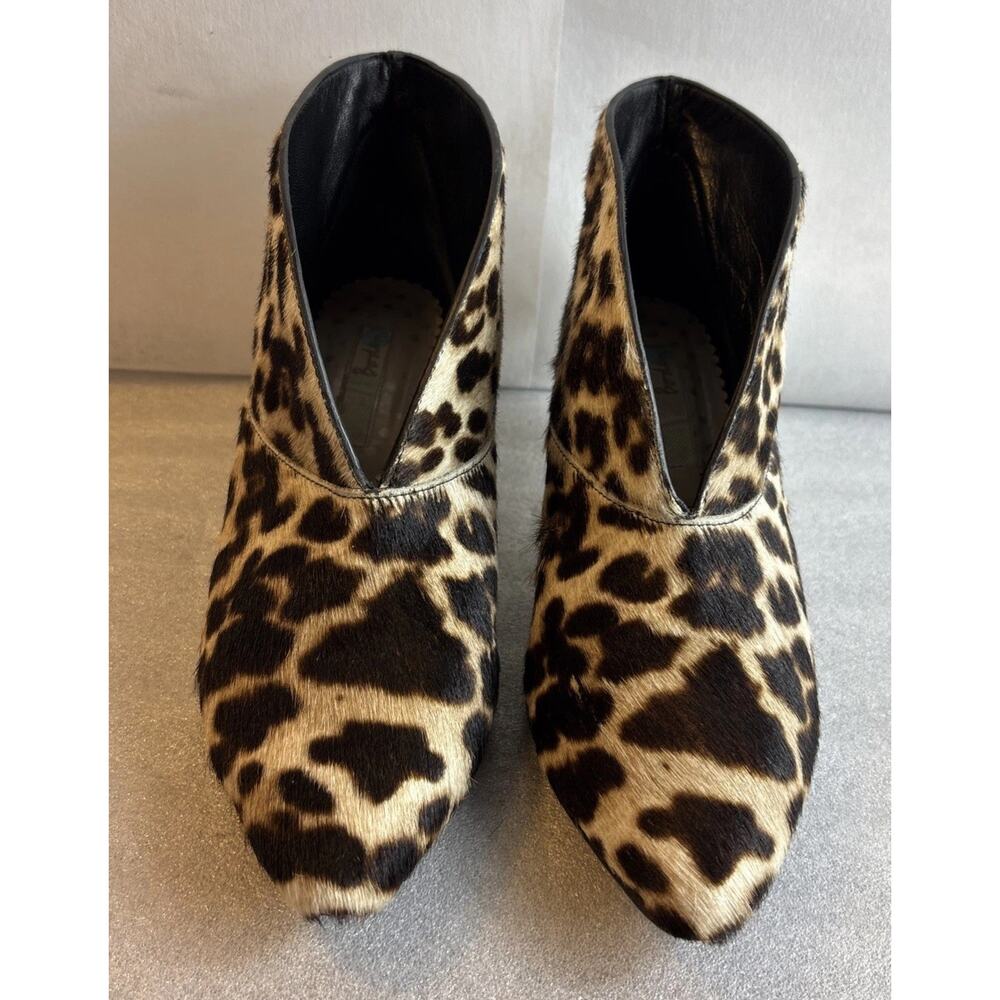 Boden Alexis Kitten Heel Booties Leopard Calf Hair Upper Women Sz 37- US 6